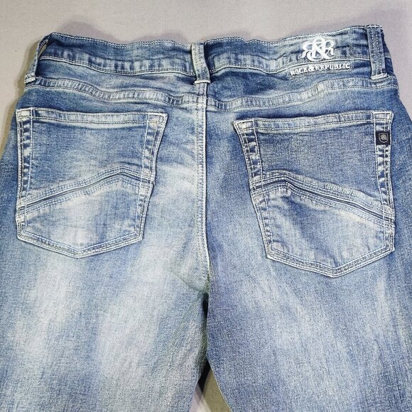 Rock & Republic jeans straight men's size 34X34 acid washed blue - Picture 4 of 15